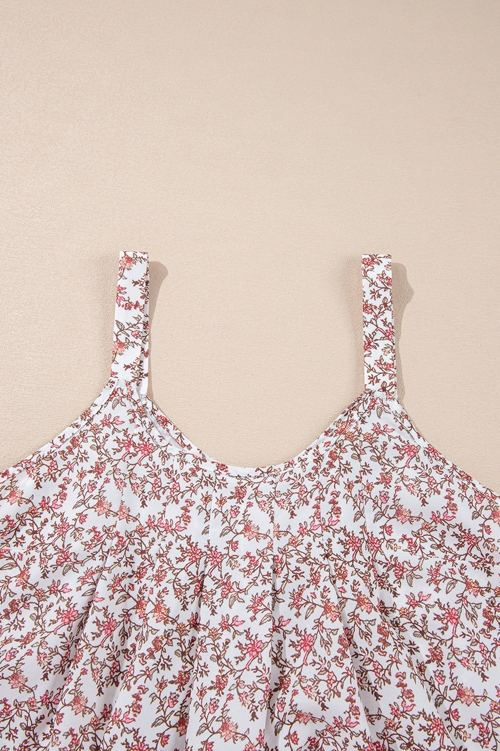 Floral Pleated Detail Scoop Neck Tank - The Drop 702