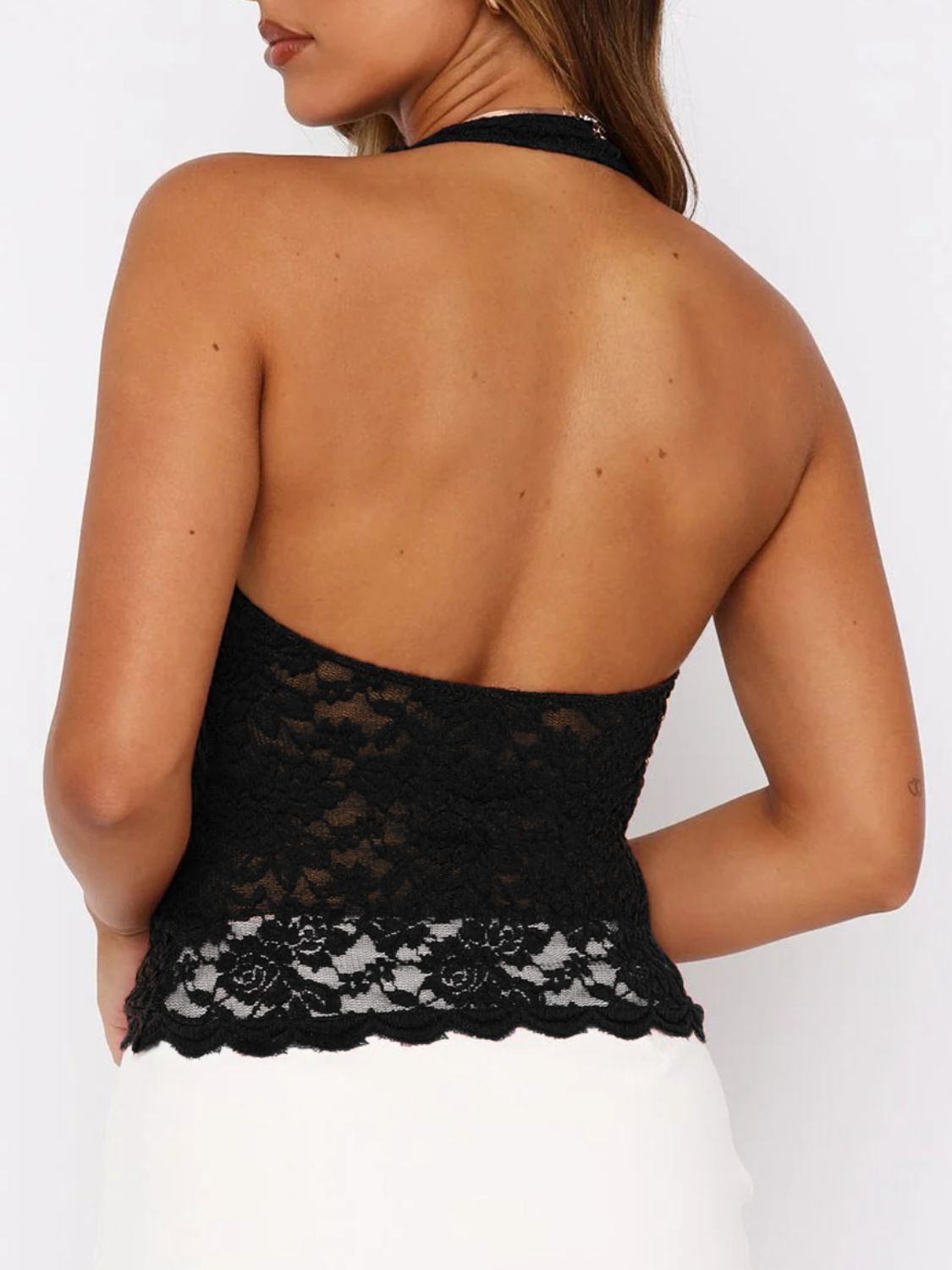 Lace Backless Halter Neck Cami - The Drop 702