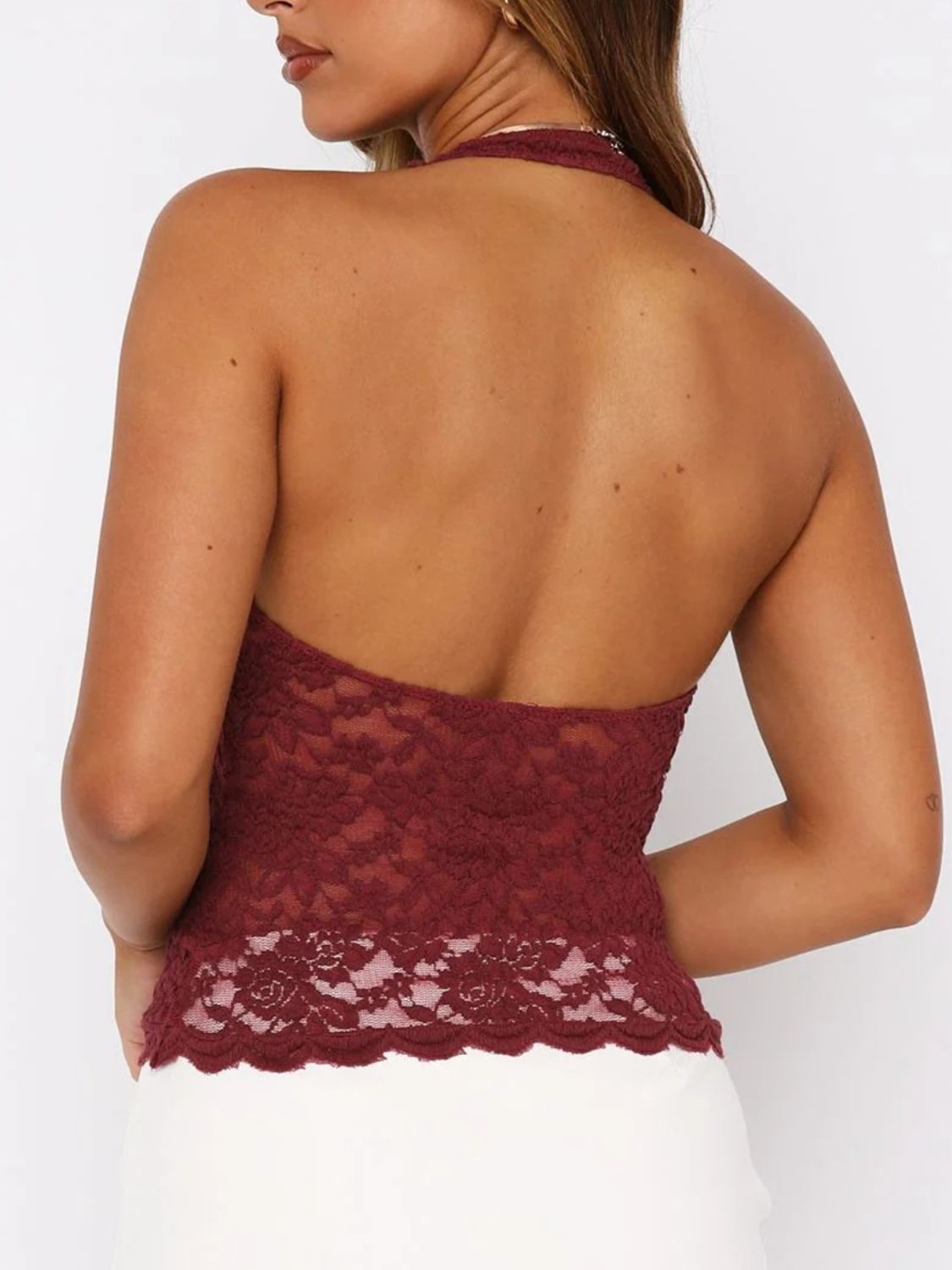 Lace Backless Halter Neck Cami - The Drop 702