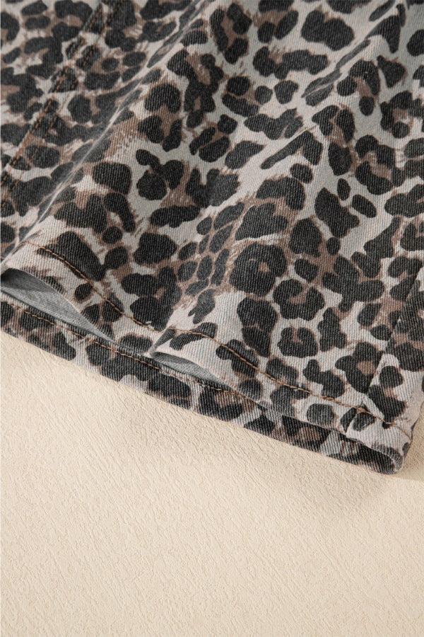 Leopard Denim Mini Skirt - The Drop 702