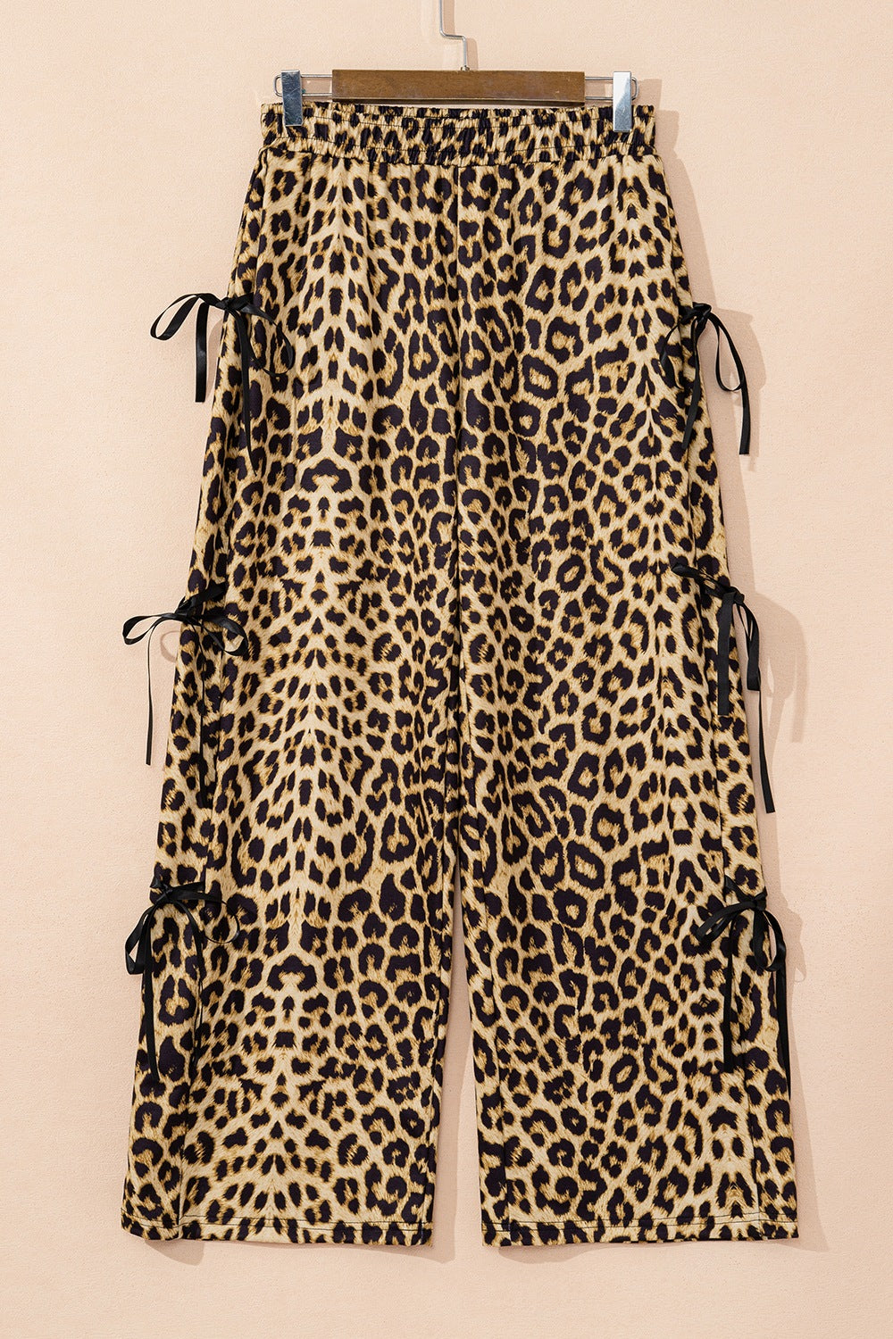 Leopard Bow Tie Elastic Waist Pants - The Drop 702