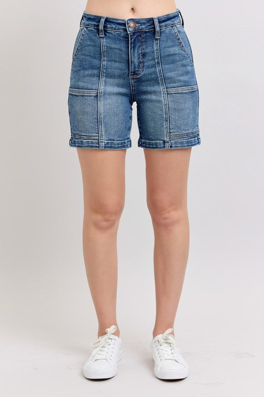 Judy Blue Full Size High Rise Denim Shorts Plus Size - The Drop 702